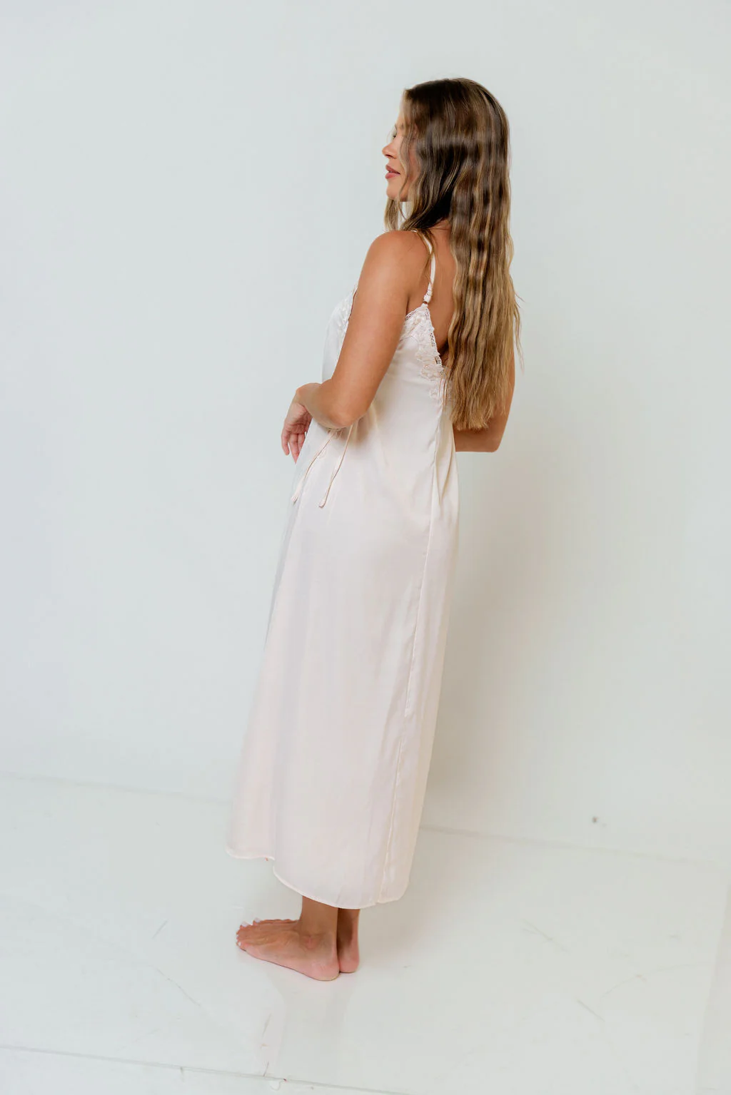 Erica Lace-Trimmed Silky Maxi Dress in Blush - Image 6