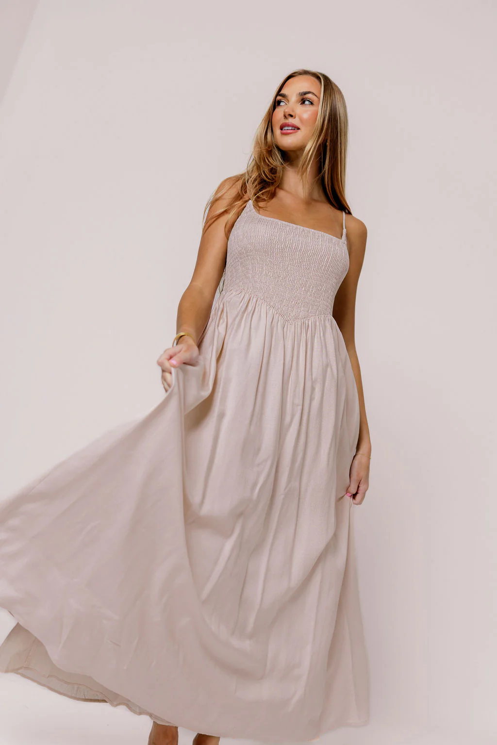 Josefina Smocked Maxi Dress in Pink - Bump Friendly - Image 2