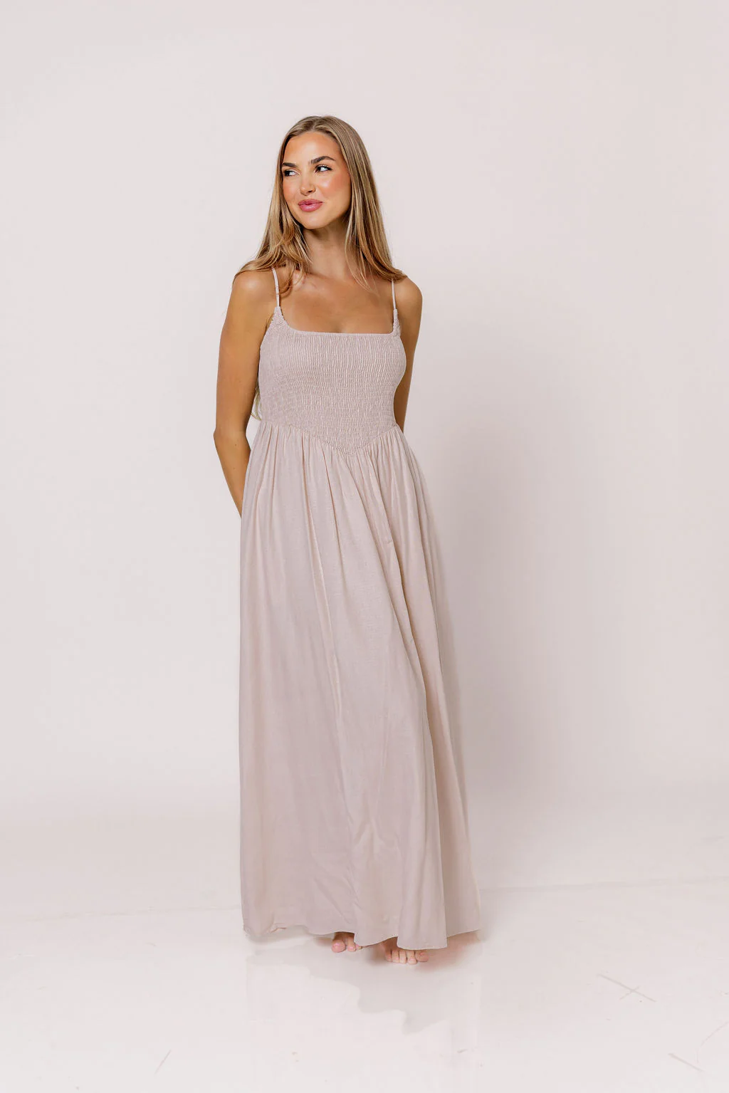 Josefina Smocked Maxi Dress in Pink - Bump Friendly - Image 3