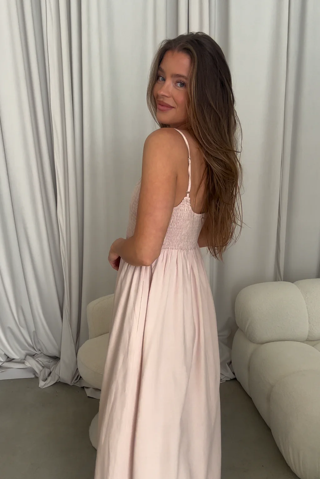 Josefina Smocked Maxi Dress in Pink - Bump Friendly - Image 5
