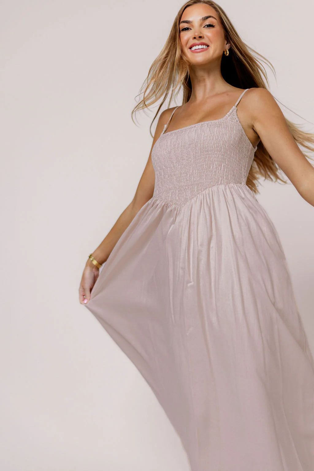 Josefina Smocked Maxi Dress in Pink - Bump Friendly - Image 6