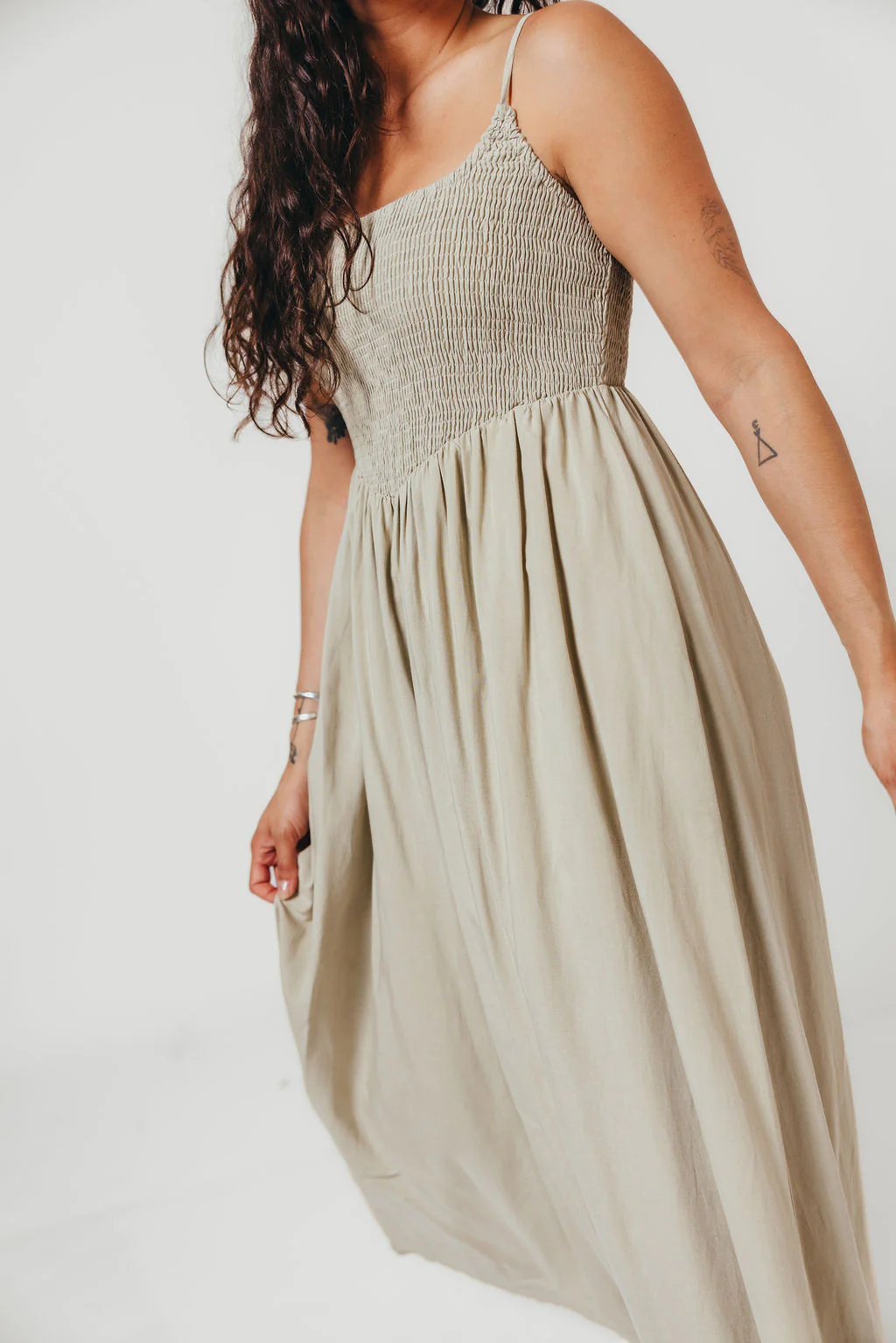 Josefina Smocked Maxi Dress in Sage - Bump Friendly - Image 3