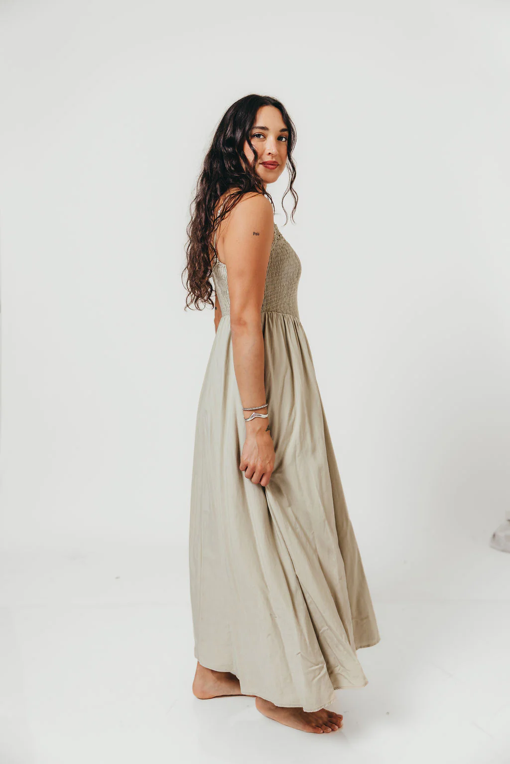 Josefina Smocked Maxi Dress in Sage - Bump Friendly - Image 5