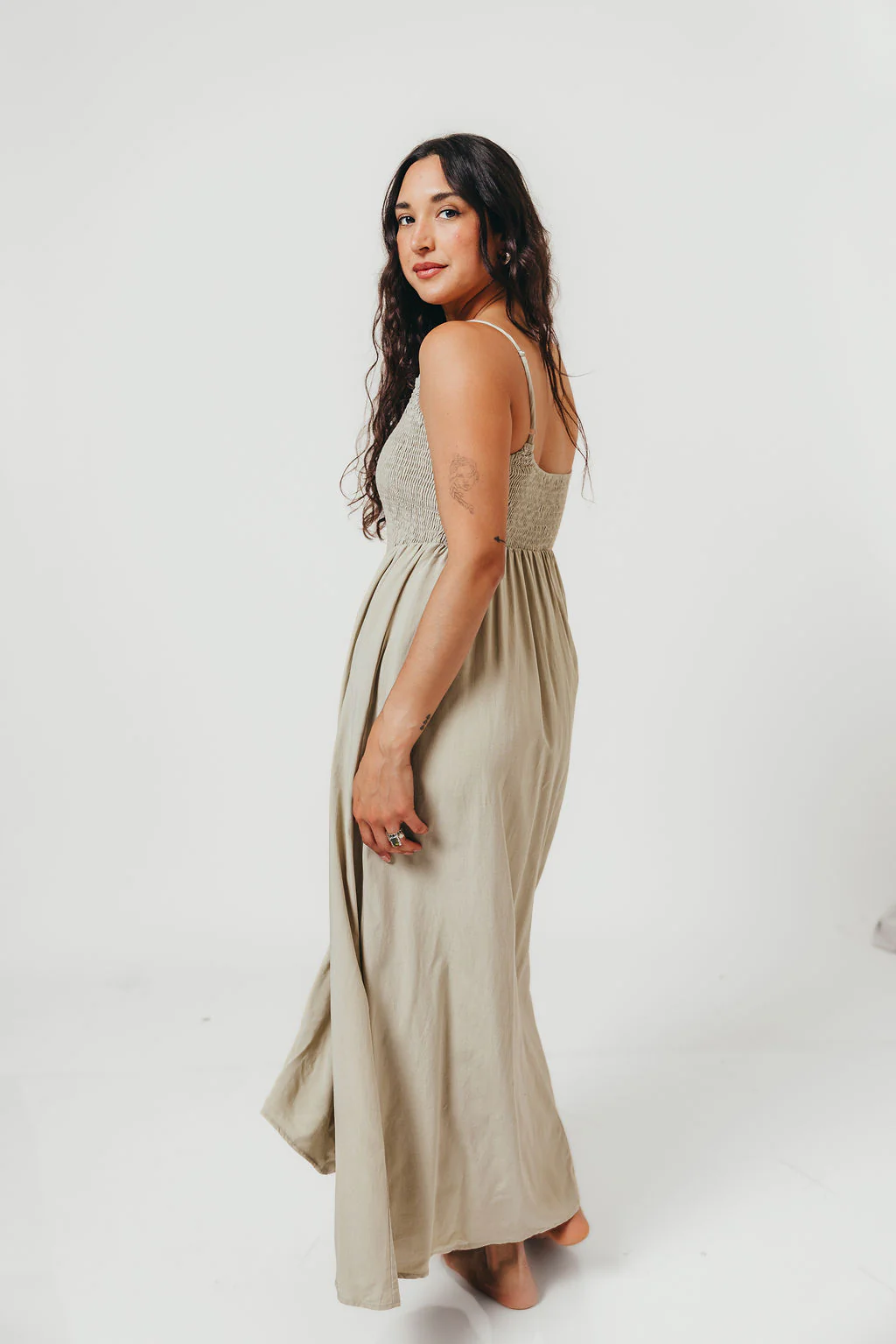 Josefina Smocked Maxi Dress in Sage - Bump Friendly - Image 6