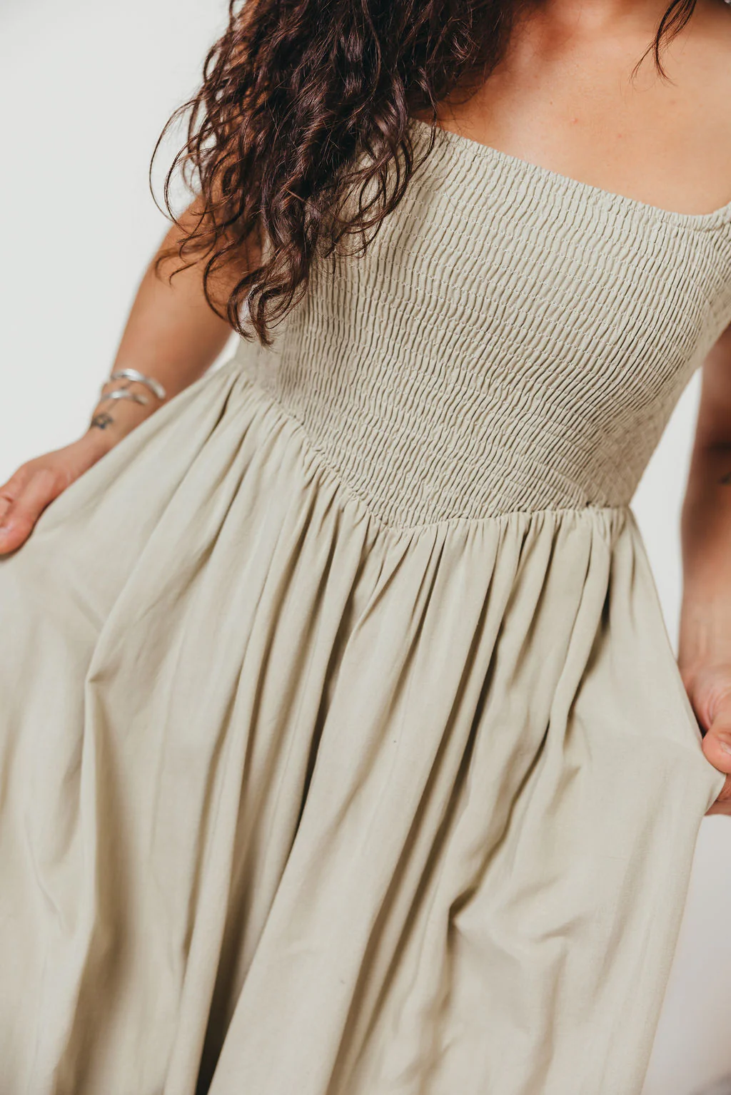 Josefina Smocked Maxi Dress in Sage - Bump Friendly - Image 7