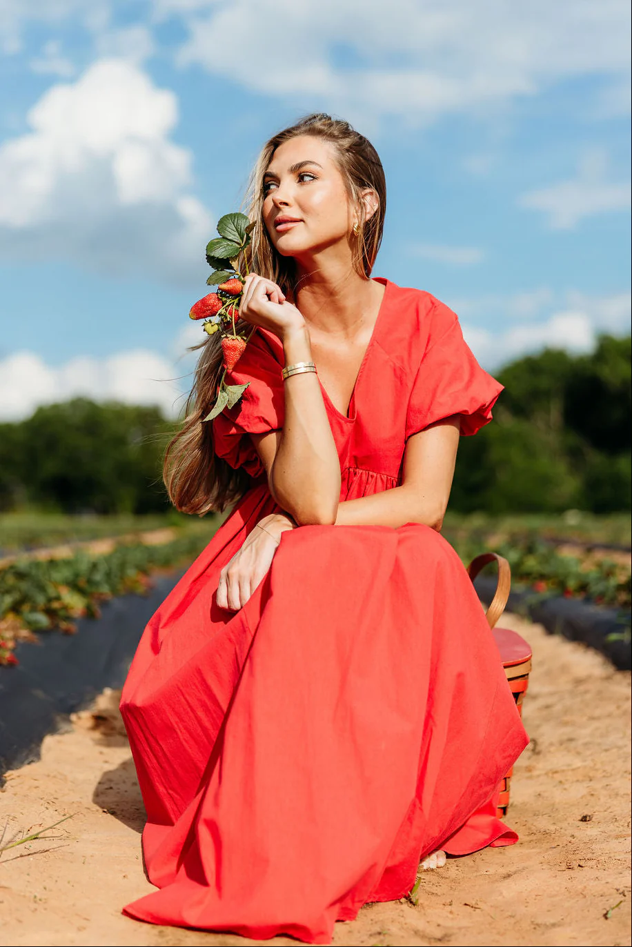 Louve Maxi Dress in Red - Bump Friendly - Image 3