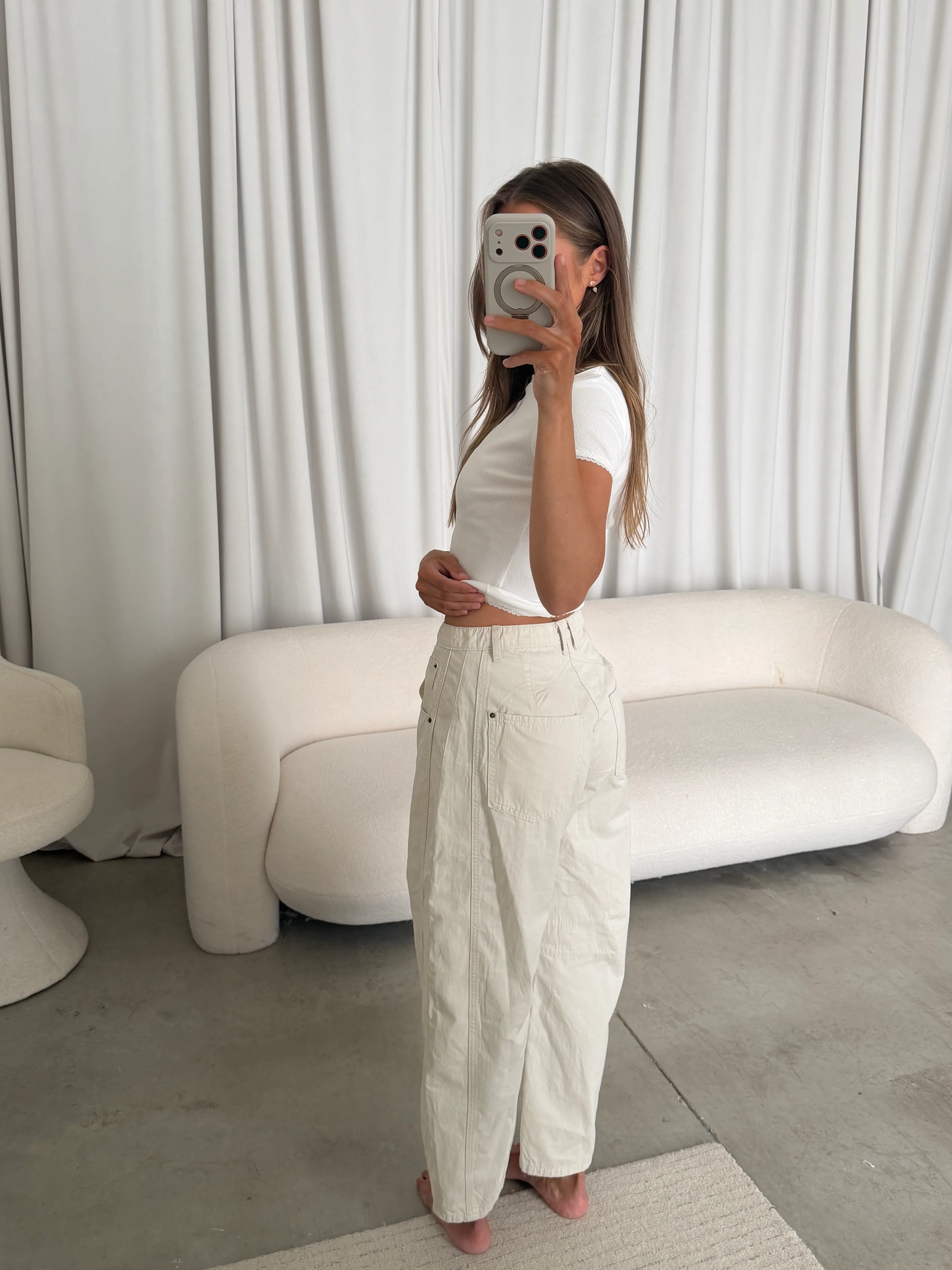 Keegan Lace Trim Baby Tee in Off White - Image 7