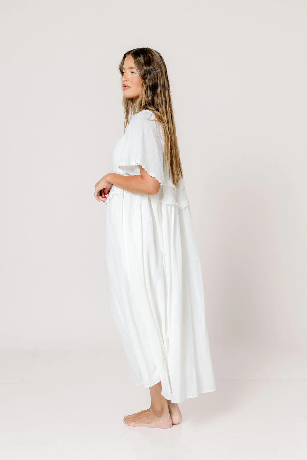 Kelli Maxi Dress in Off-White - Bump Friendly - Image 11