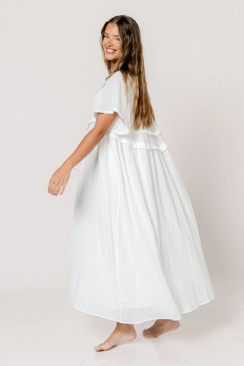 Kelli Maxi Dress in Off-White - Bump Friendly - Image 12