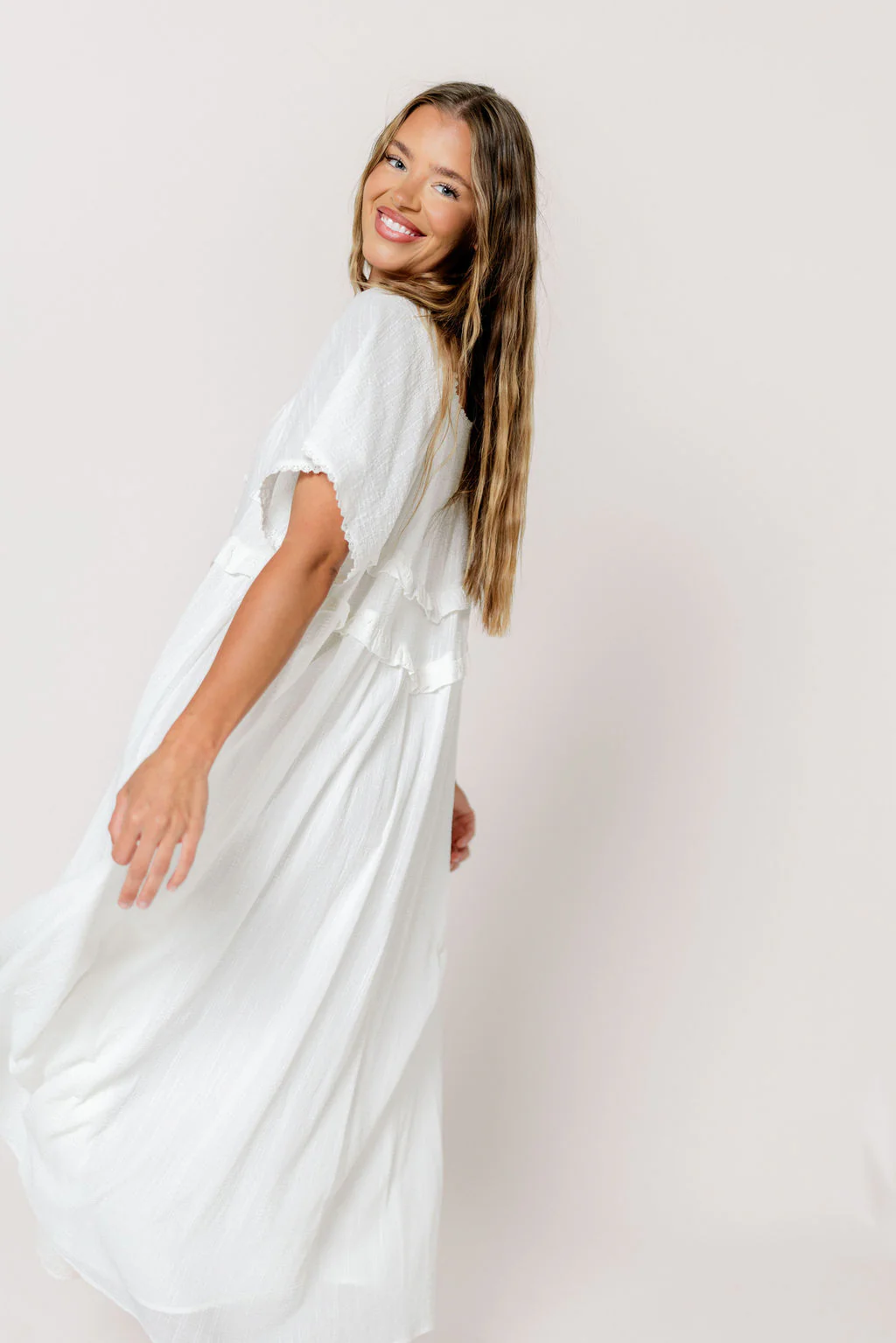Kelli Maxi Dress in Off-White - Bump Friendly - Image 13