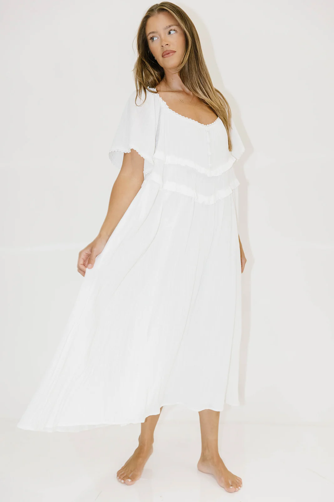 Kelli Maxi Dress in Off-White - Bump Friendly - Image 17