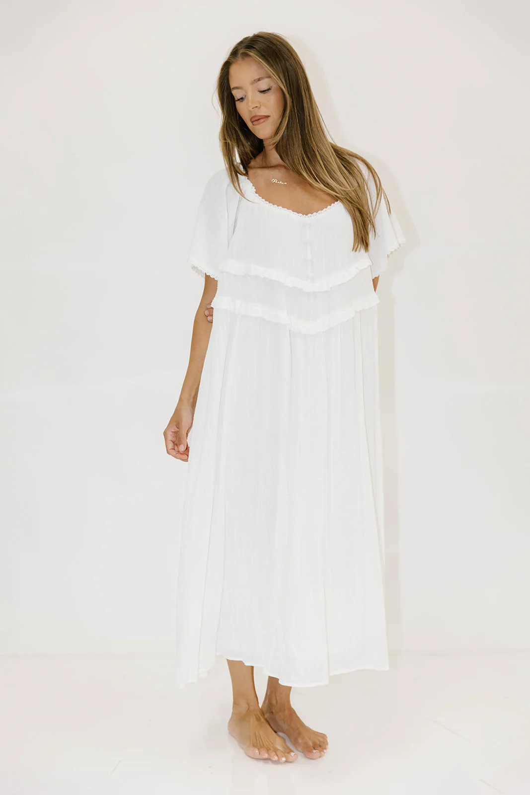 Kelli Maxi Dress in Off-White - Bump Friendly - Image 18