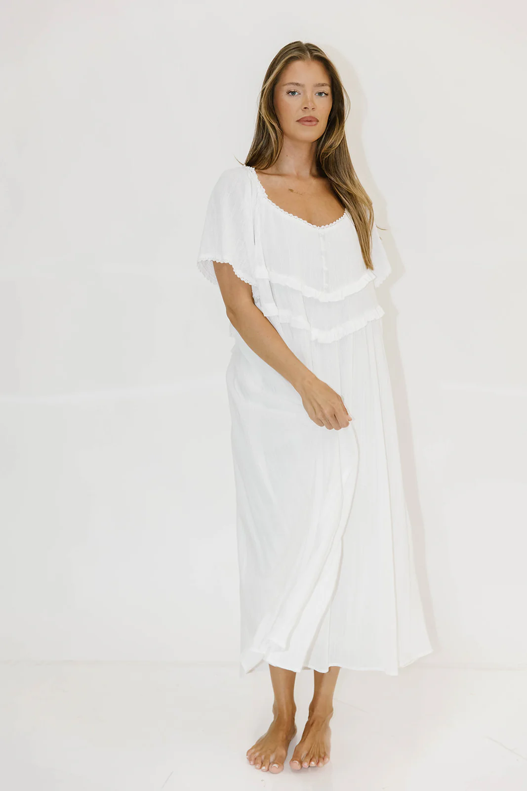 Kelli Maxi Dress in Off-White - Bump Friendly - Image 4