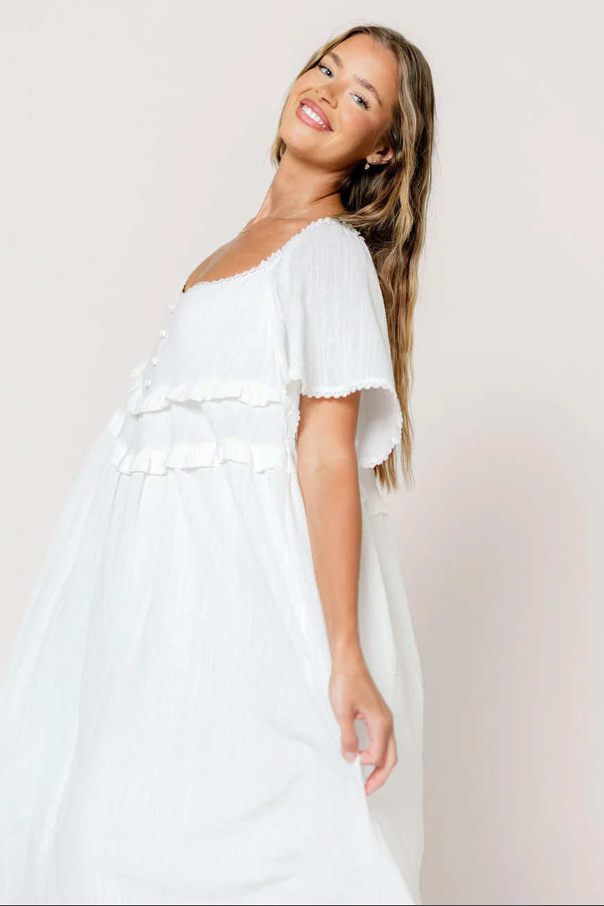Kelli Maxi Dress in Off-White - Bump Friendly - Image 5