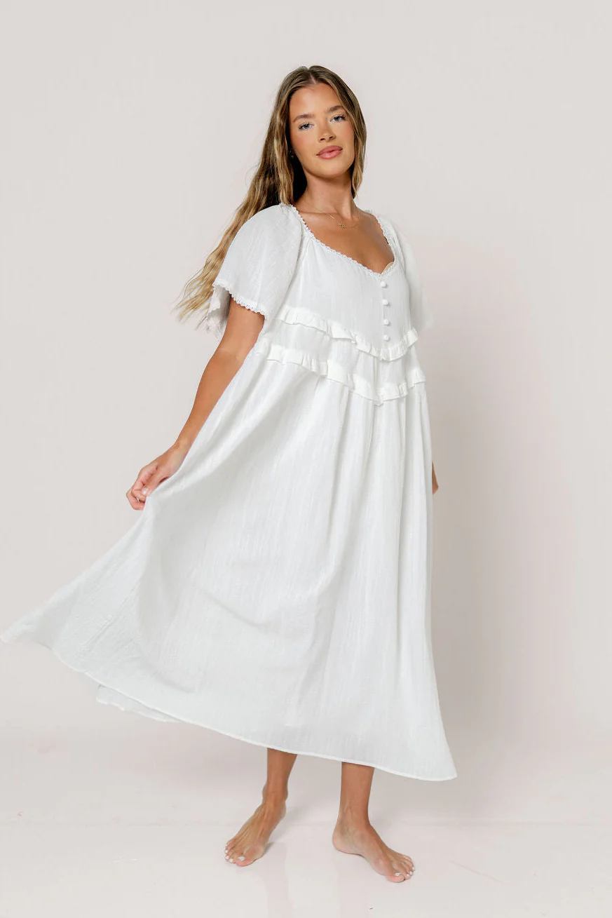 Kelli Maxi Dress in Off-White - Bump Friendly - Image 7