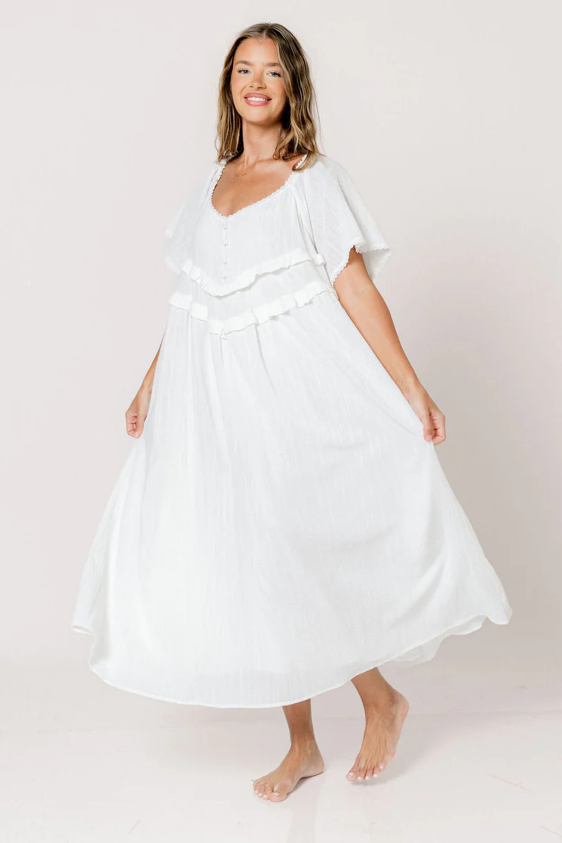 Kelli Maxi Dress in Off-White - Bump Friendly - Image 9