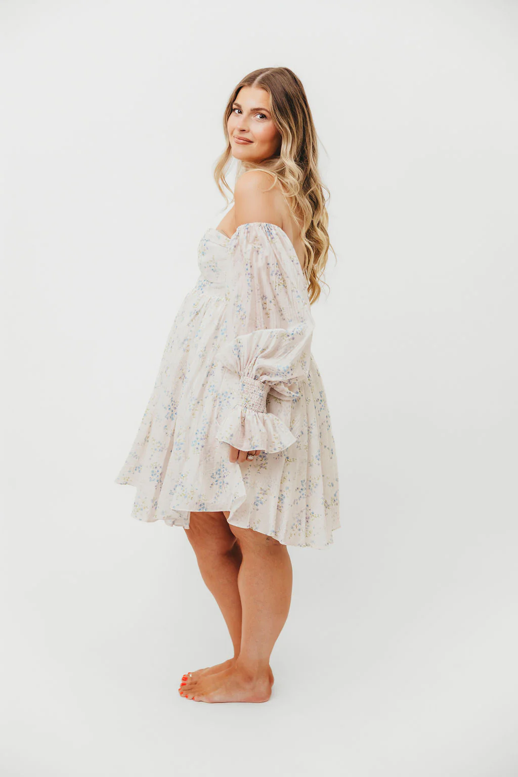 Kennedy Floral Mini Dress in Blue- Bump Friendly *Final-Sale* - Image 10
