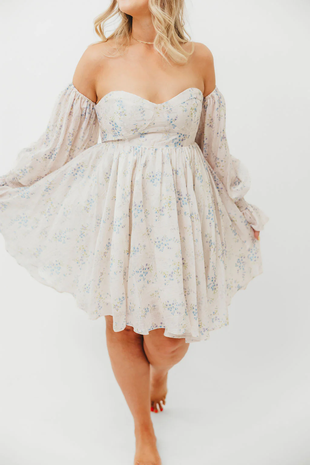 Kennedy Floral Mini Dress in Blue- Bump Friendly *Final-Sale* - Image 13