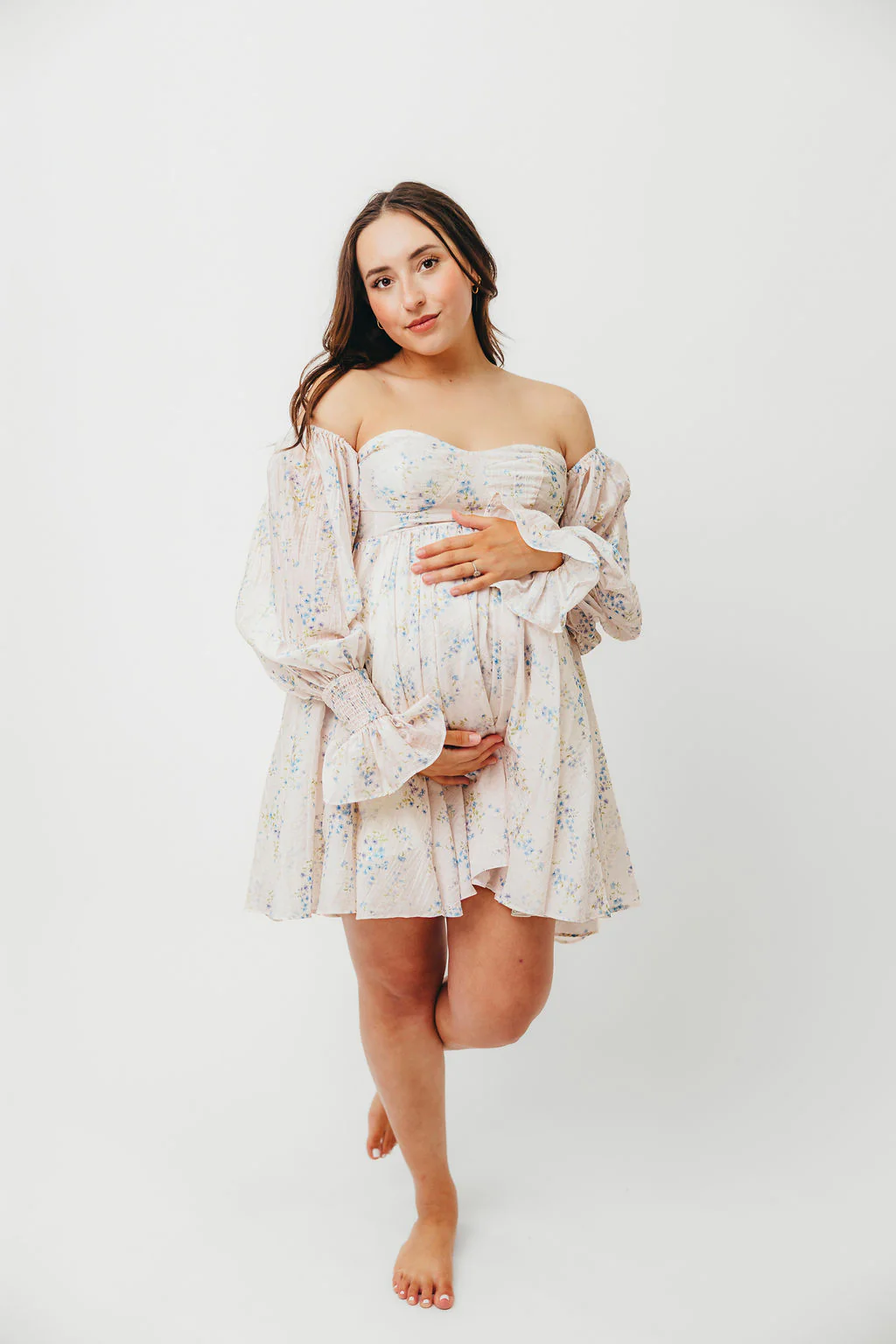 Kennedy Floral Mini Dress in Blue- Bump Friendly *Final-Sale* - Image 14