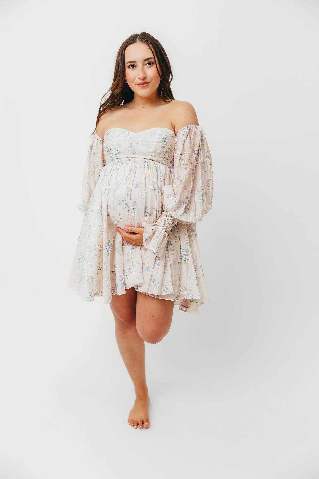 Kennedy Floral Mini Dress in Blue- Bump Friendly *Final-Sale* - Image 15