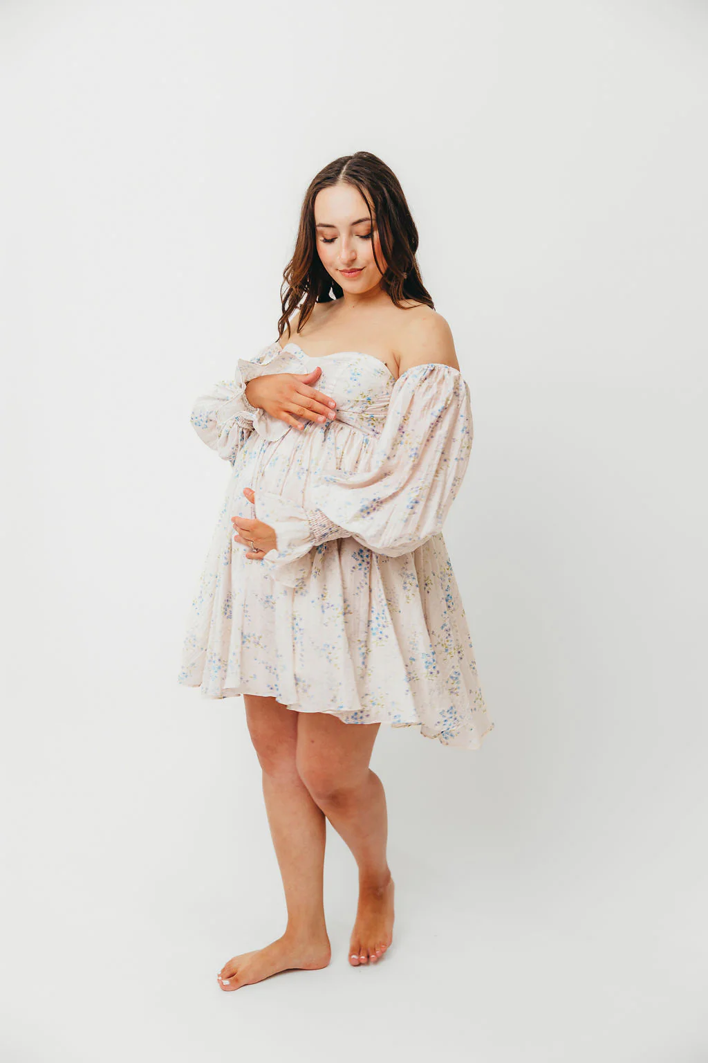 Kennedy Floral Mini Dress in Blue- Bump Friendly *Final-Sale* - Image 16