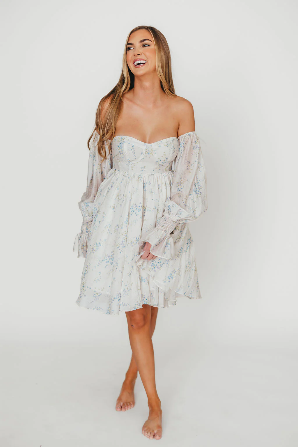 Kennedy Floral Mini Dress in Blue- Bump Friendly *Final-Sale* - Image 6