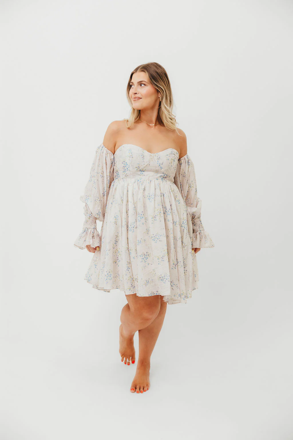 Kennedy Floral Mini Dress in Blue- Bump Friendly *Final-Sale* - Image 8