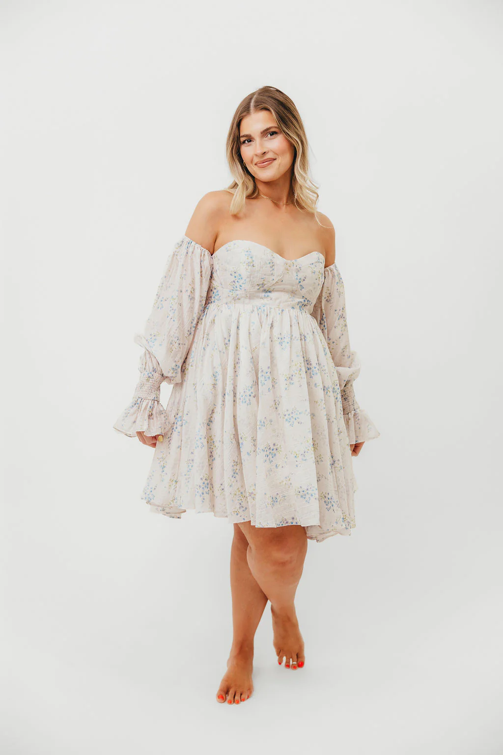 Kennedy Floral Mini Dress in Blue- Bump Friendly *Final-Sale* - Image 9