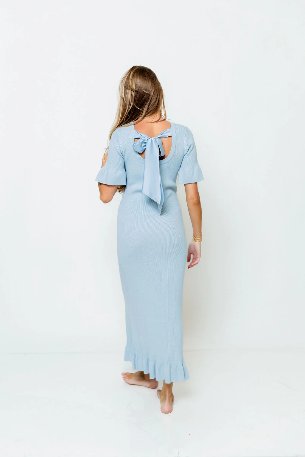 Kimberly Rib-Knit Maxi Dress in Sky - Image 3