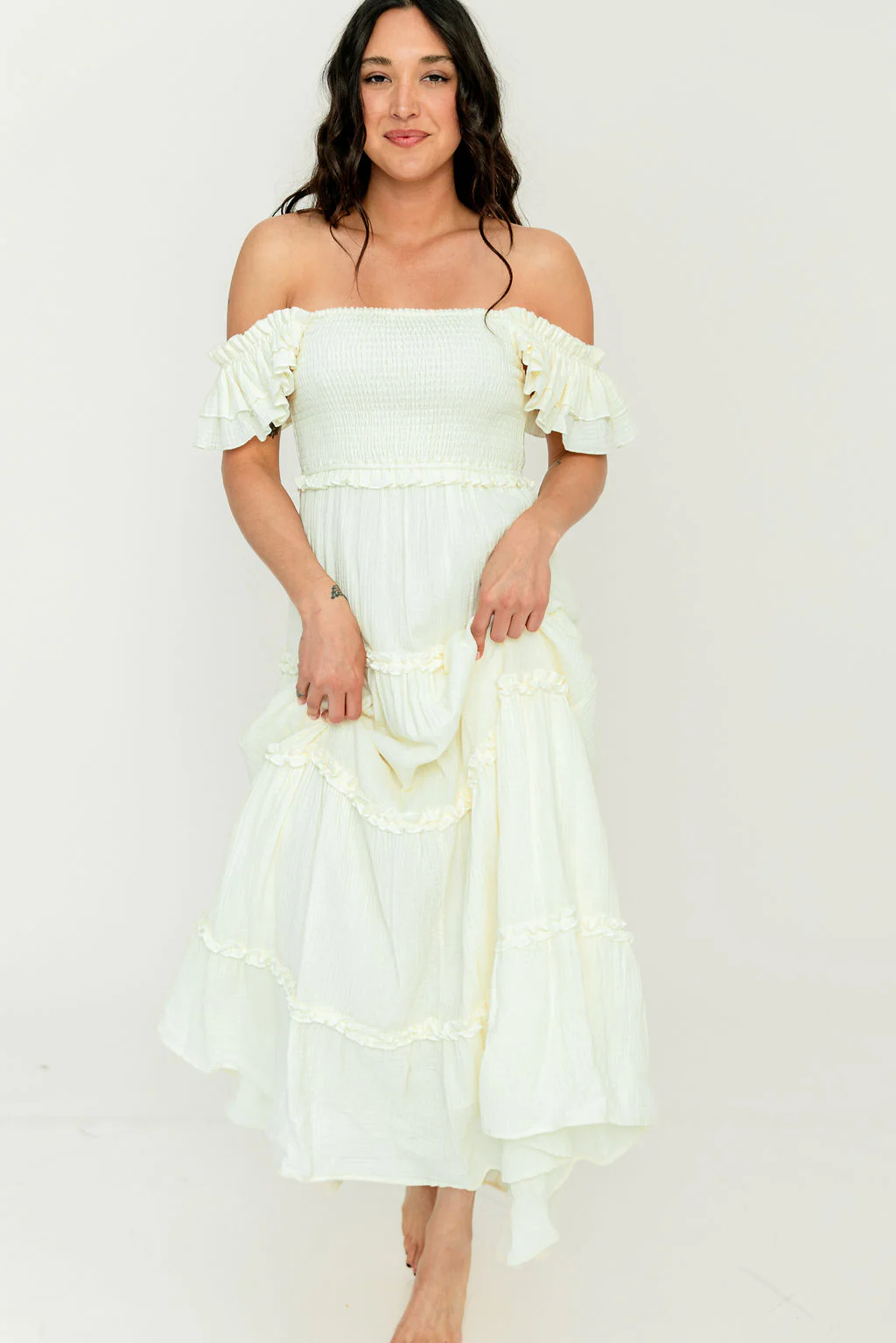 Knox 100% Cotton Maxi Dress in Cream - Image 11
