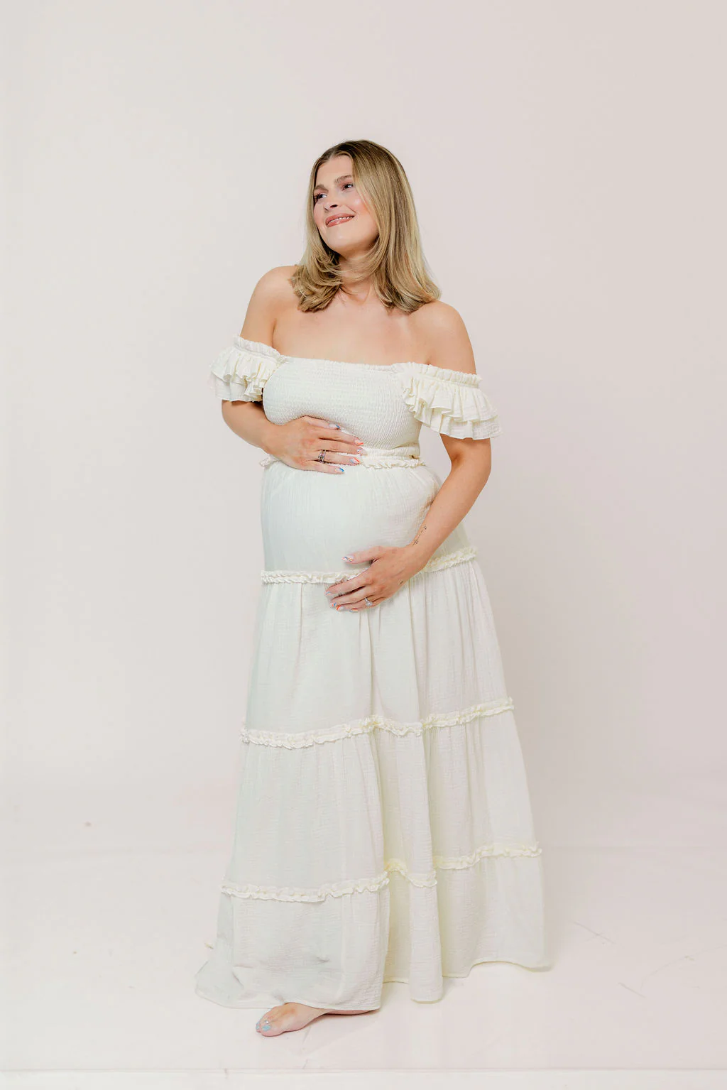 Knox 100% Cotton Maxi Dress in Cream - Image 17