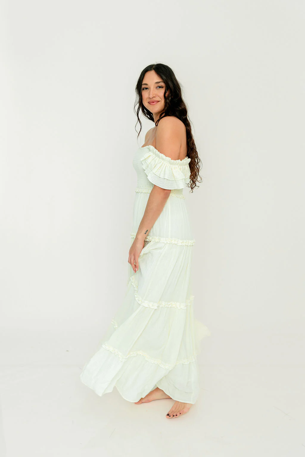 Knox 100% Cotton Maxi Dress in Cream - Image 8