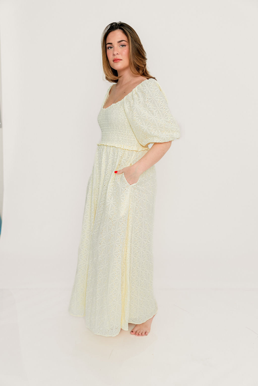 Krystal 100% Cotton Maxi Dress in Vintage Ivory - Image 15