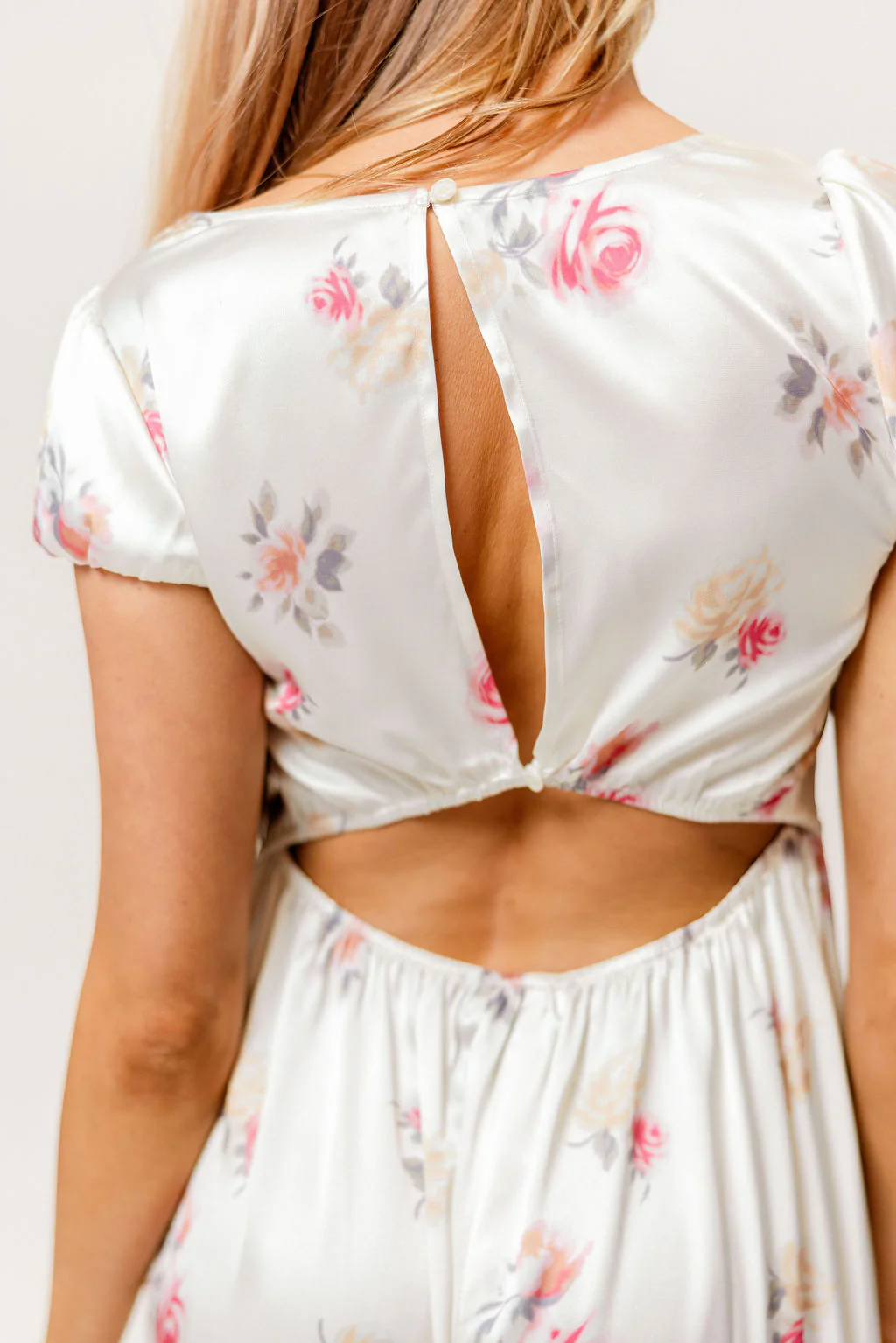 Ryan Lace Bodice Cutout Maxi Dress in Cream Floral - Bump Friendly - Image 8