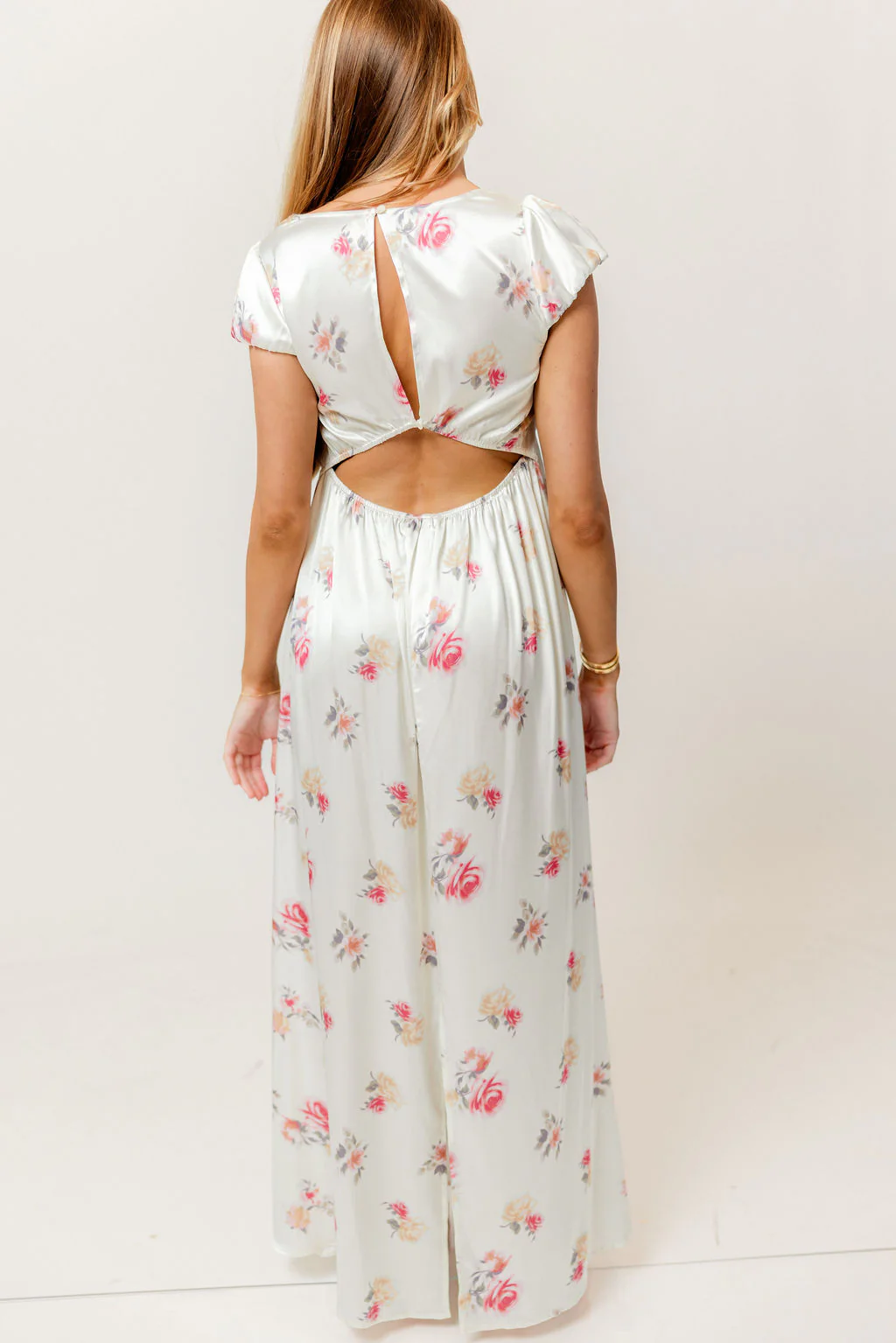 Ryan Lace Bodice Cutout Maxi Dress in Cream Floral - Bump Friendly - Image 9