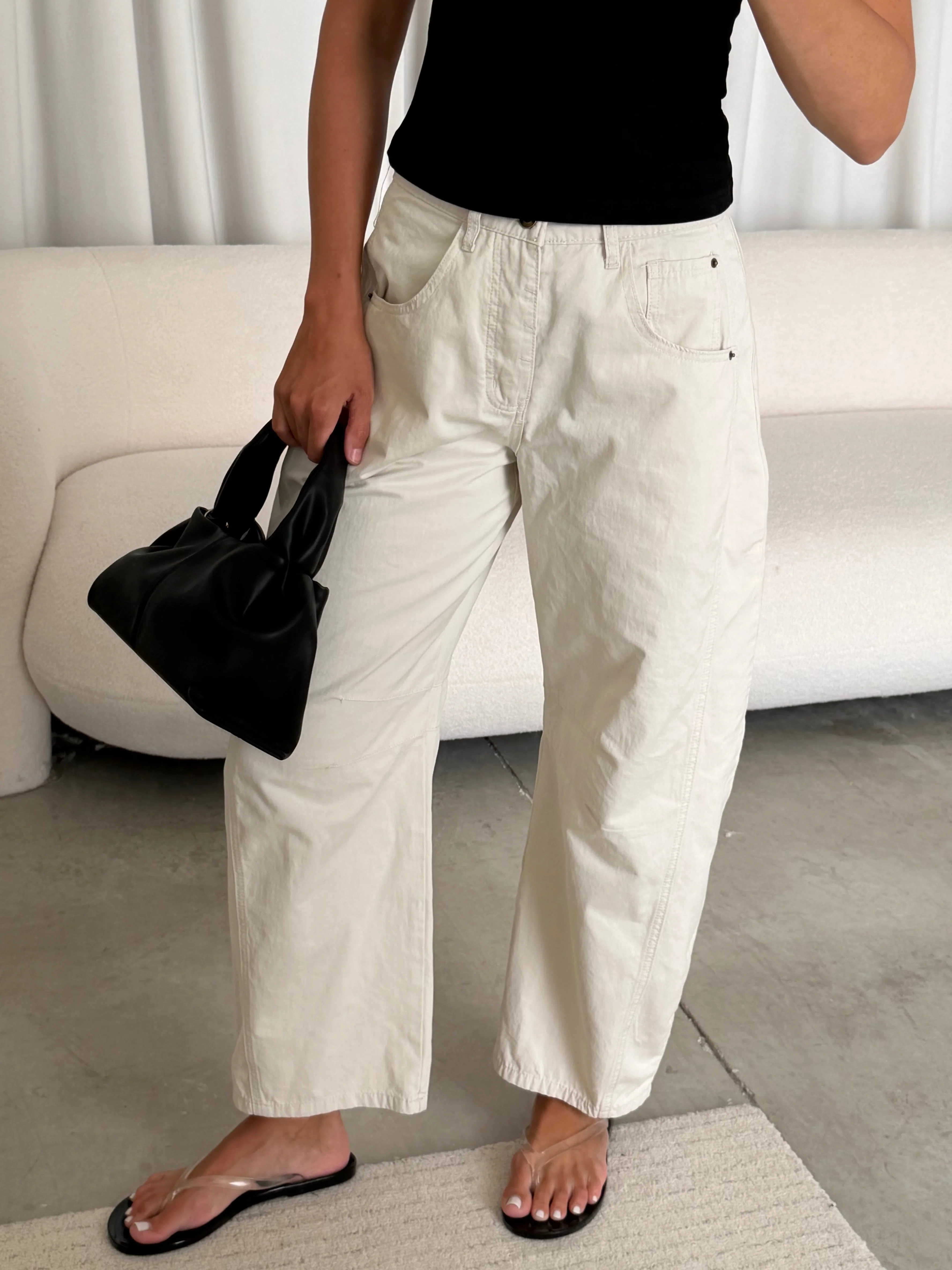 Lance Wide Leg Barrel Pants in Cloud Dancer