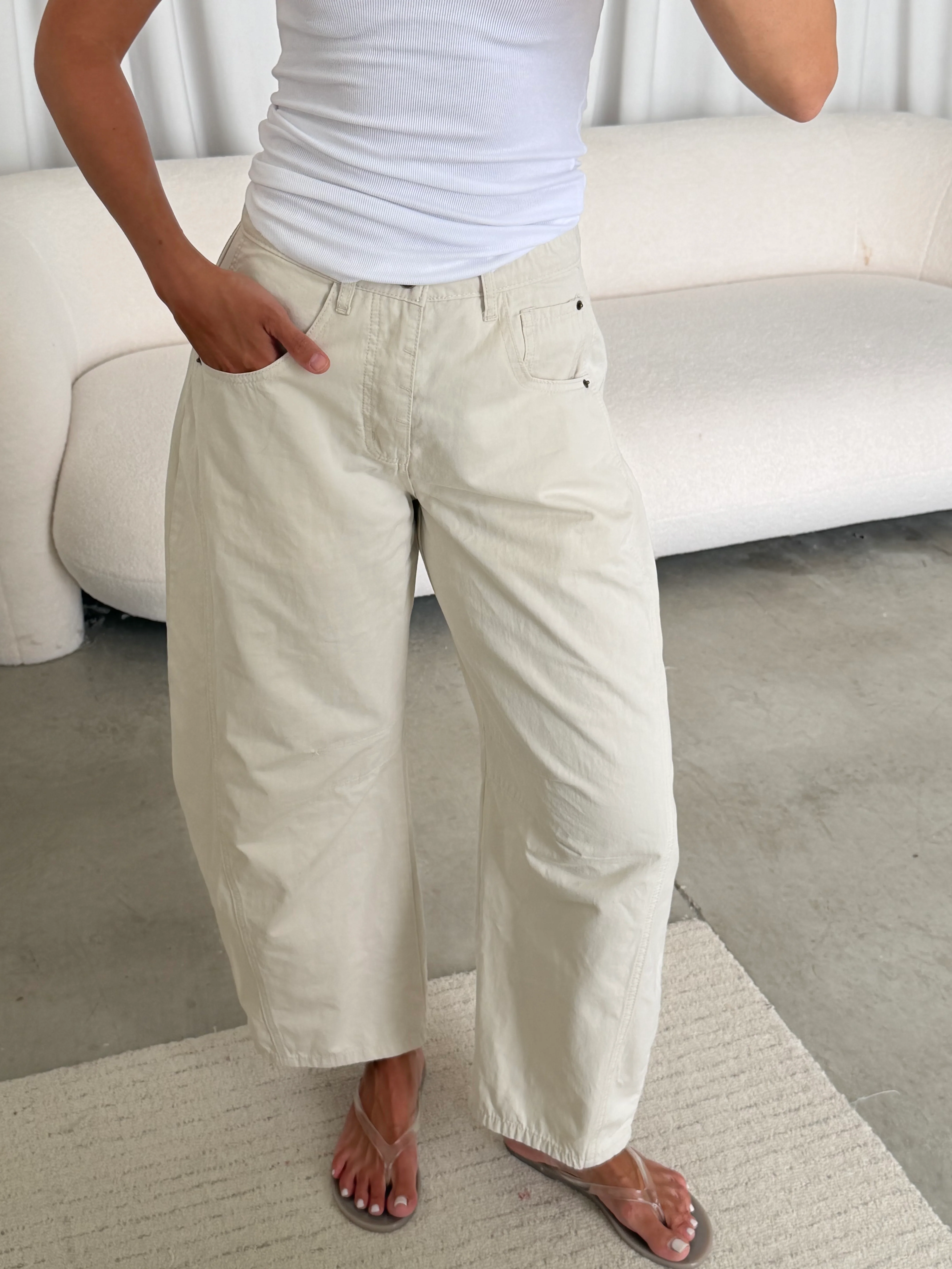 Lance Wide Leg Barrel Pants in Cloud Dancer - Image 10