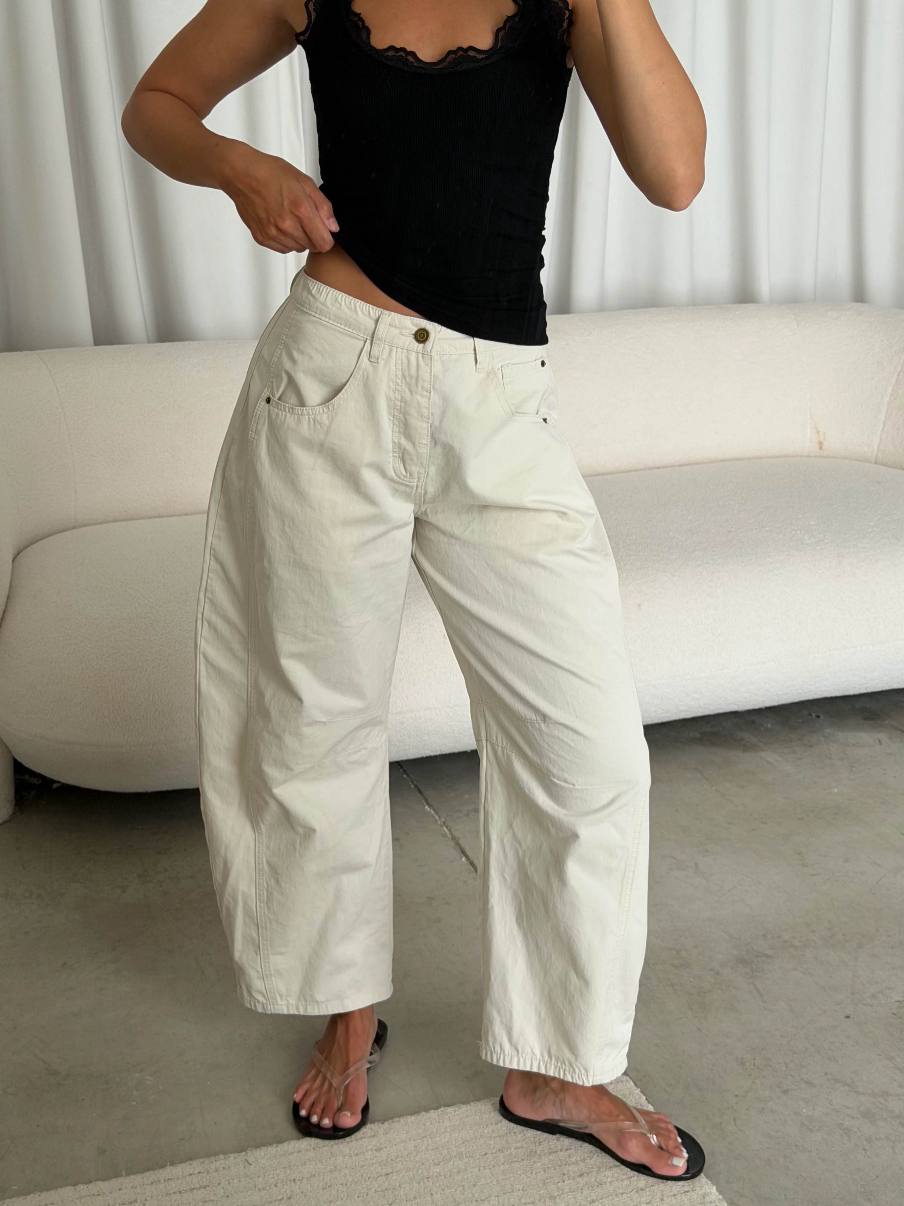 Lance Wide Leg Barrel Pants in Cloud Dancer - Image 12