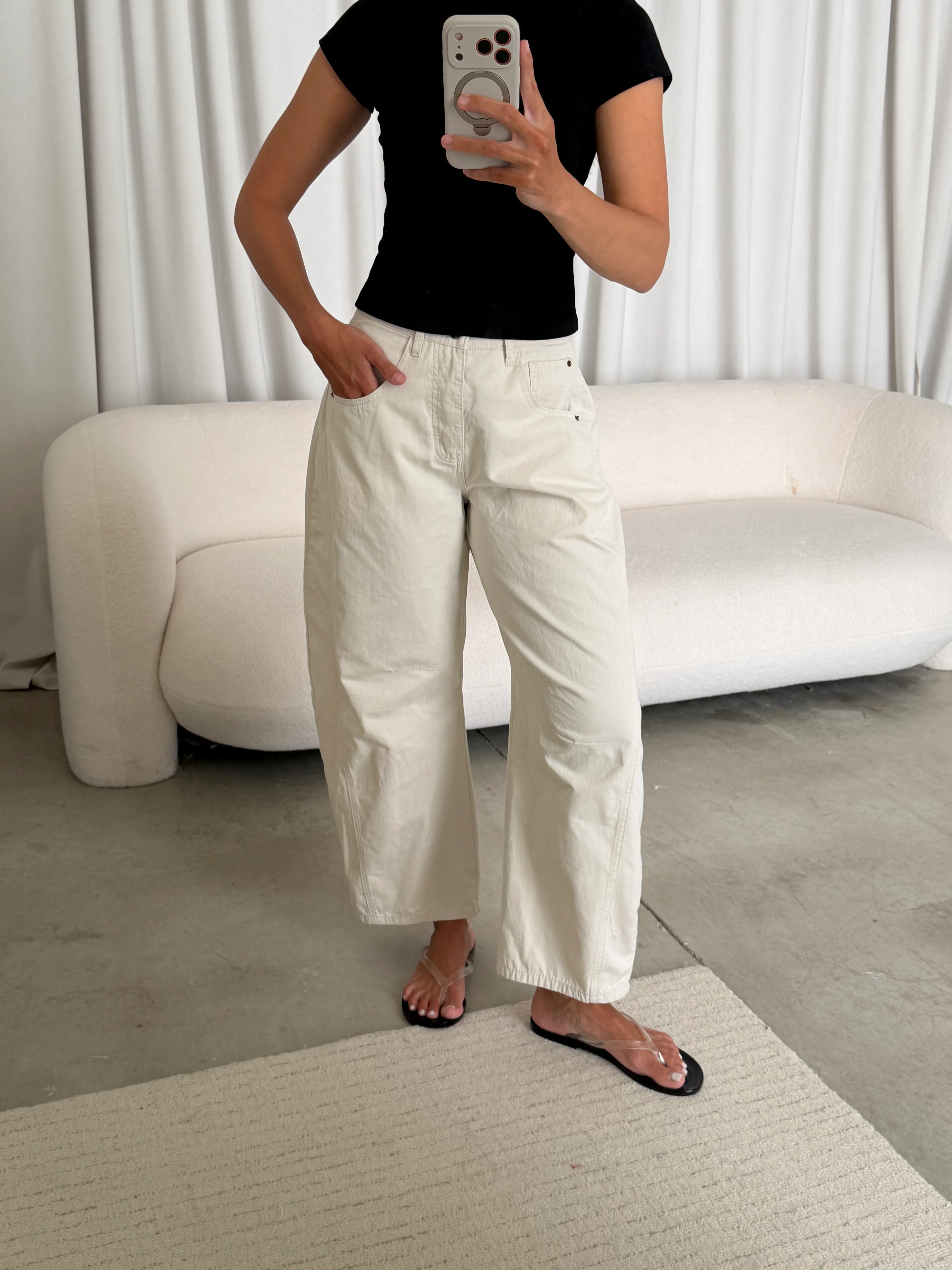 Lance Wide Leg Barrel Pants in Cloud Dancer - Image 14