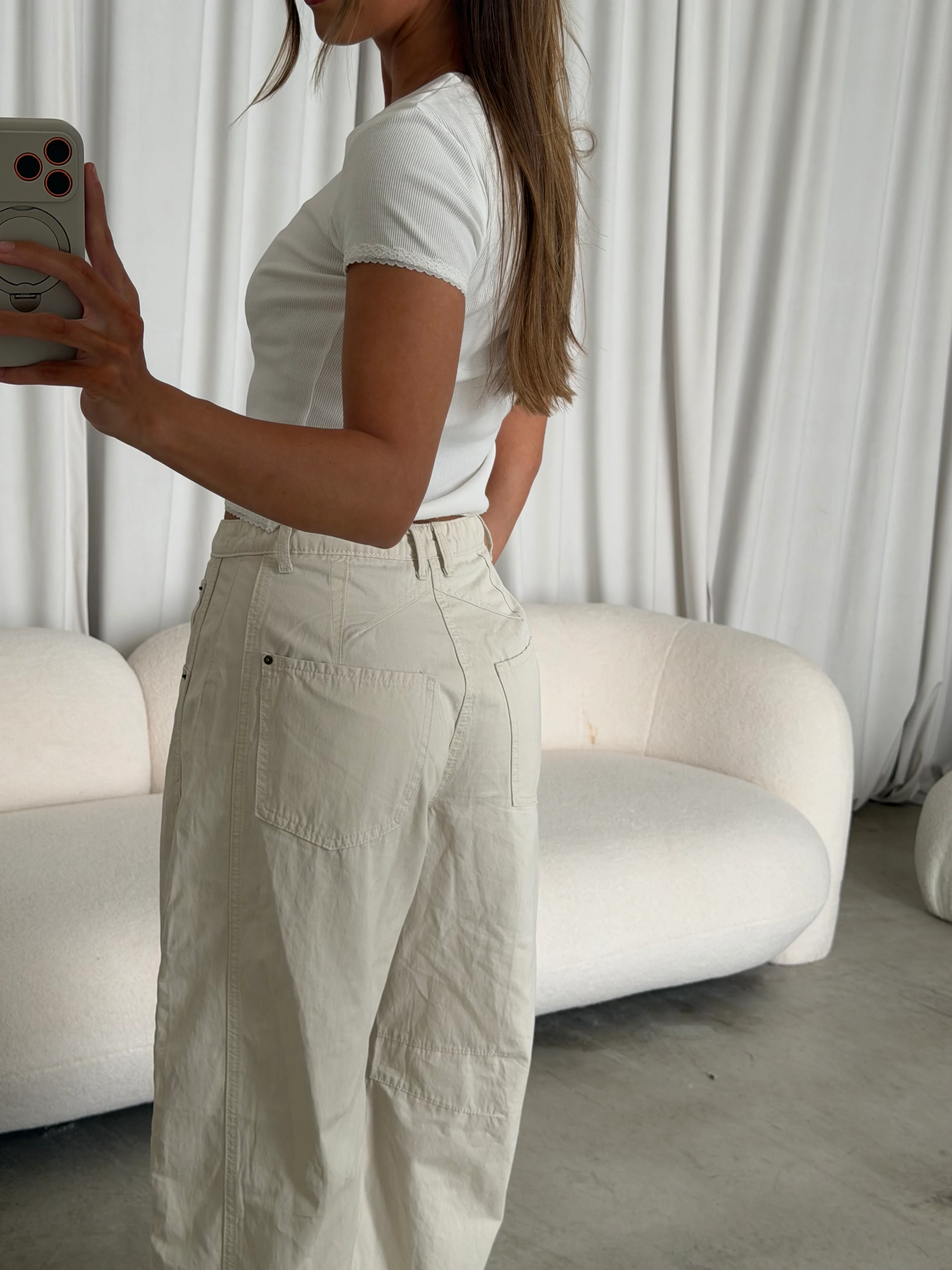 Lance Wide Leg Barrel Pants in Cloud Dancer - Image 15