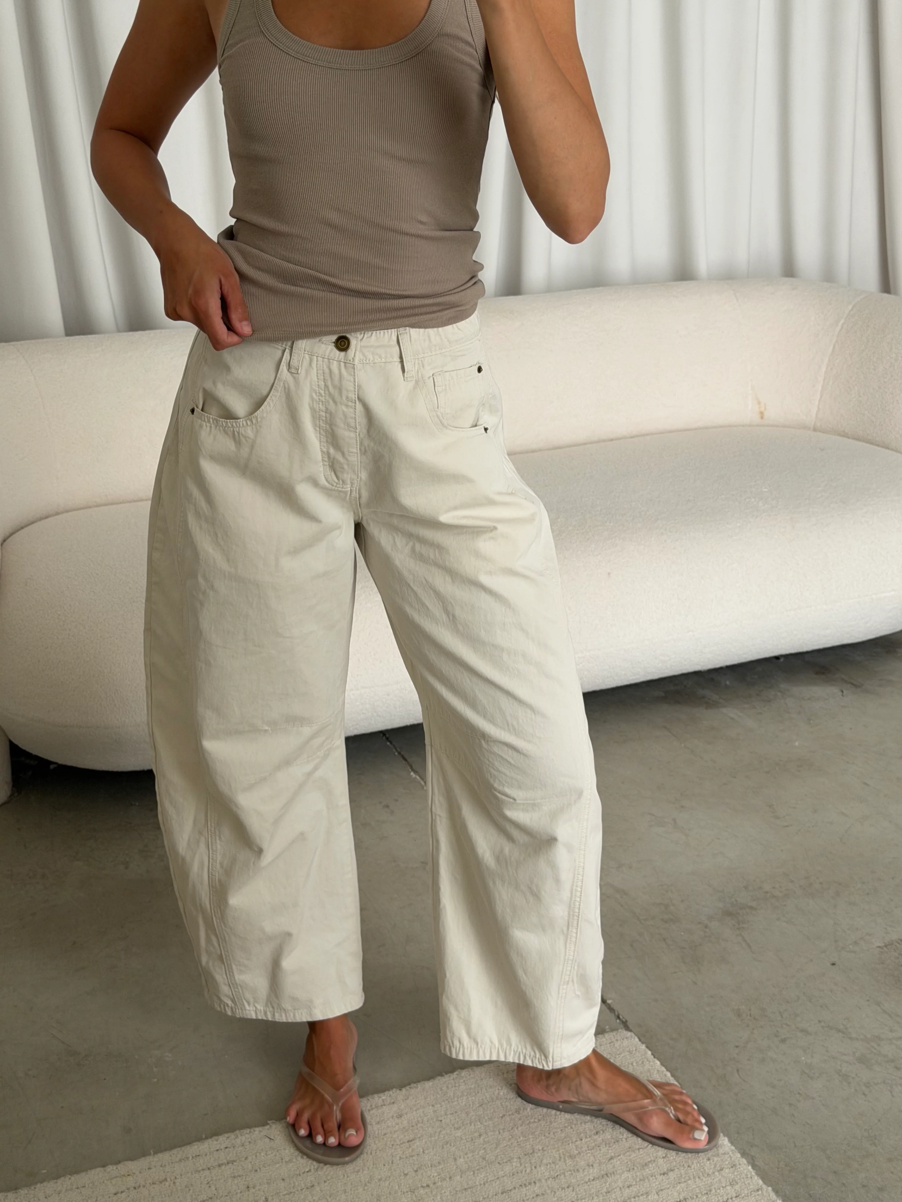 Lance Wide Leg Barrel Pants in Cloud Dancer - Image 5