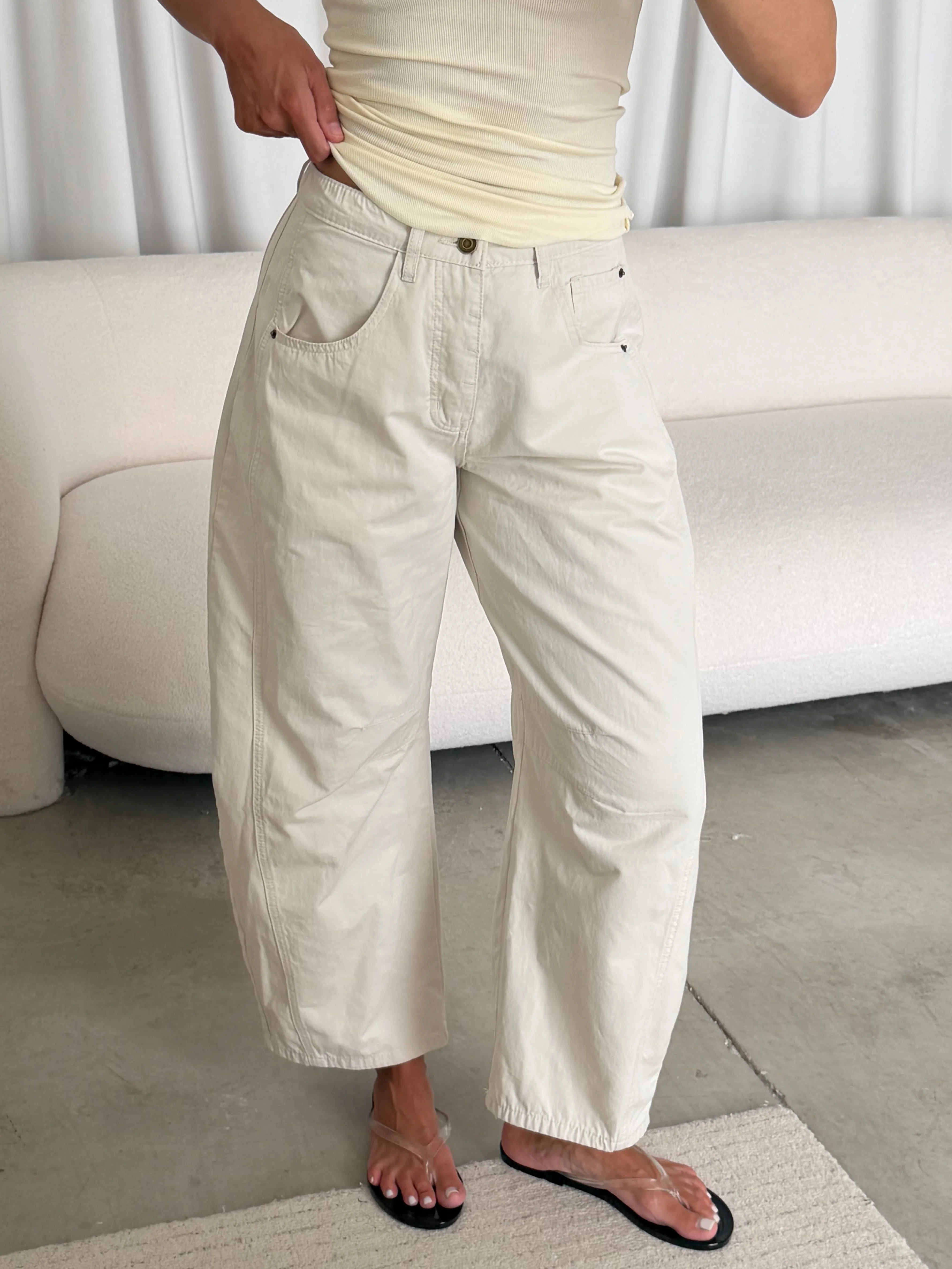 Lance Wide Leg Barrel Pants in Cloud Dancer - Image 6