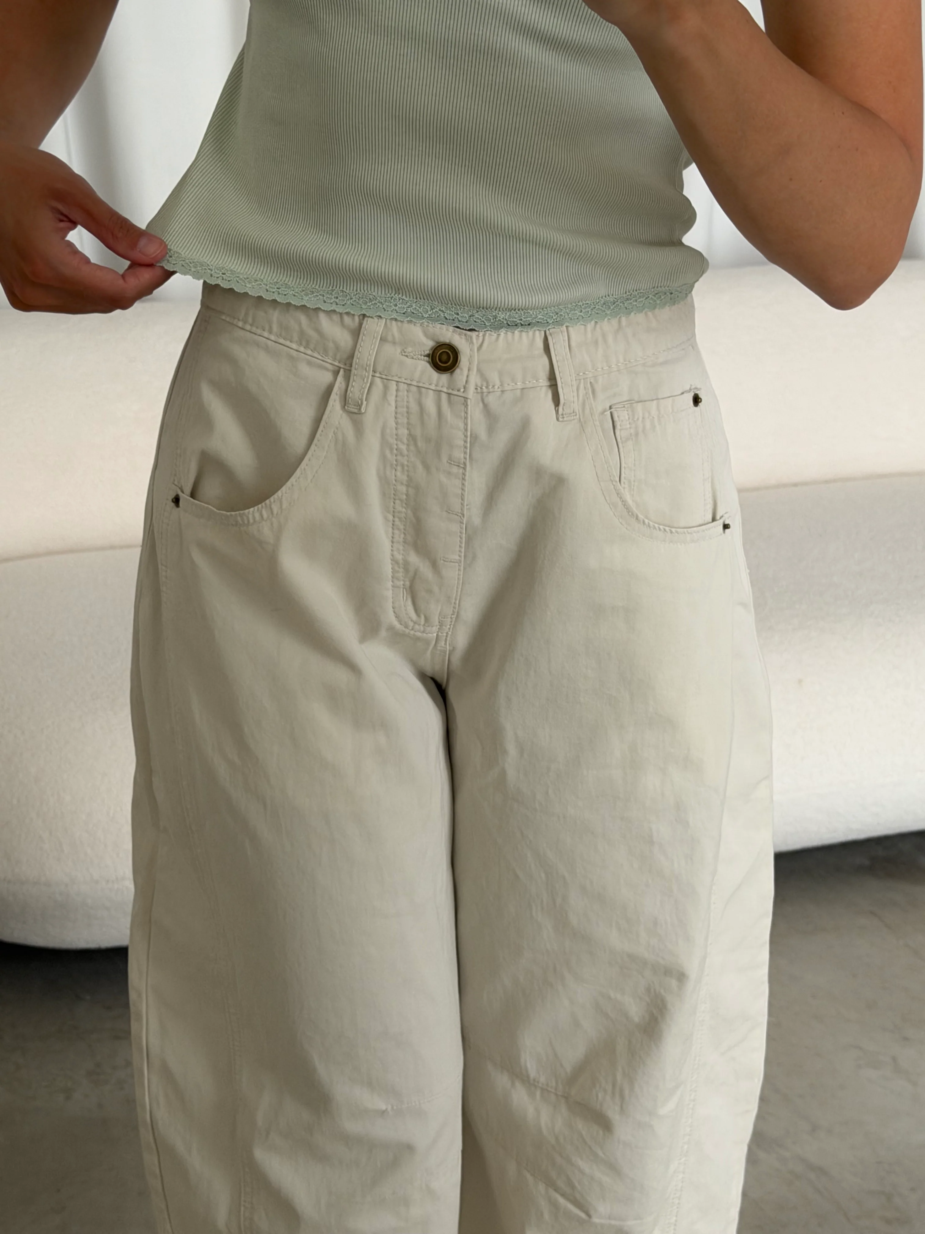 Lance Wide Leg Barrel Pants in Cloud Dancer - Image 8