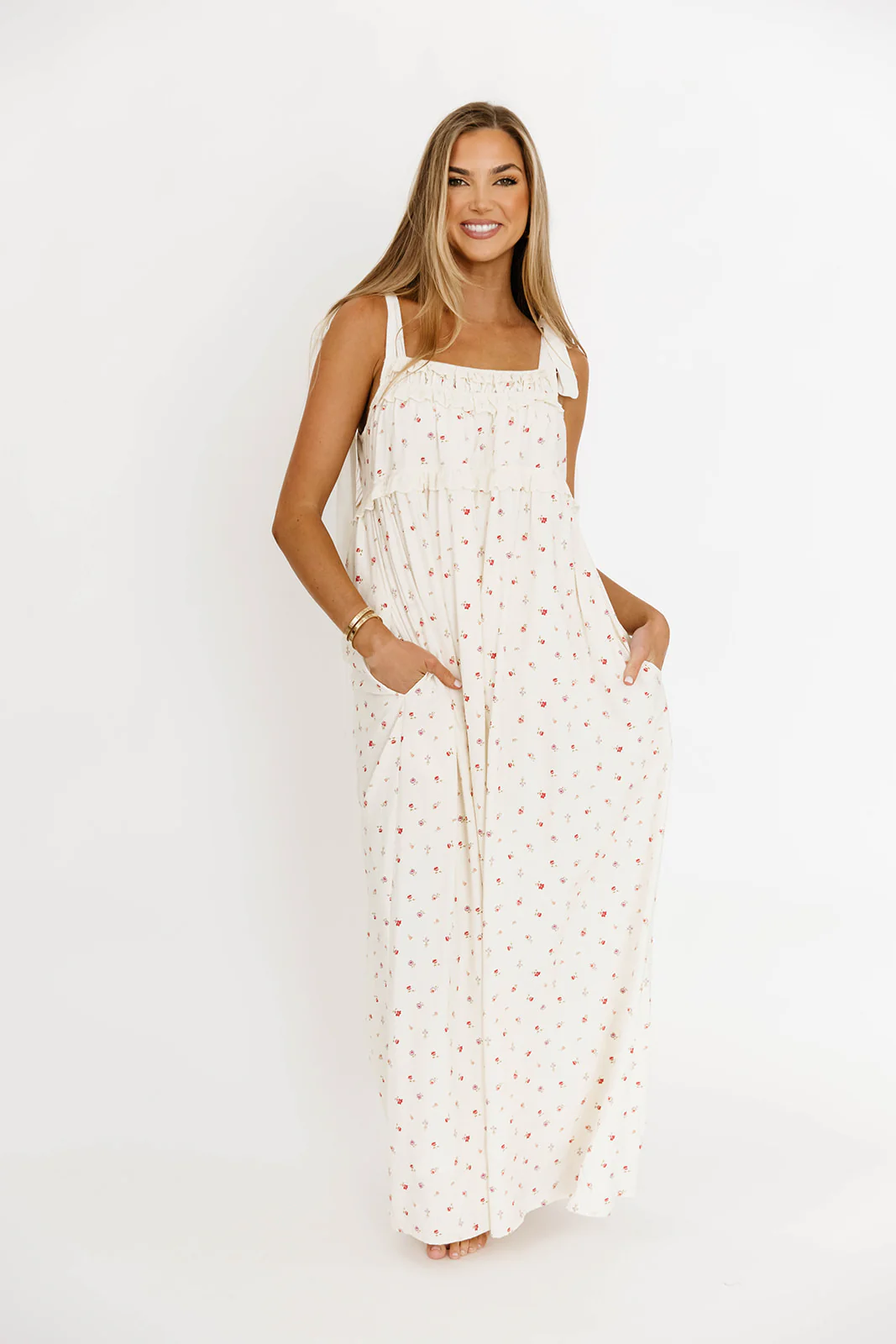 Ellery Tank Maxi Dress with Bow Straps in Primrose - Bump Friendly - Image 10