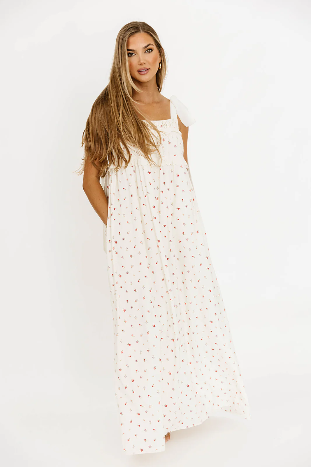 Ellery Tank Maxi Dress with Bow Straps in Primrose - Bump Friendly - Image 11