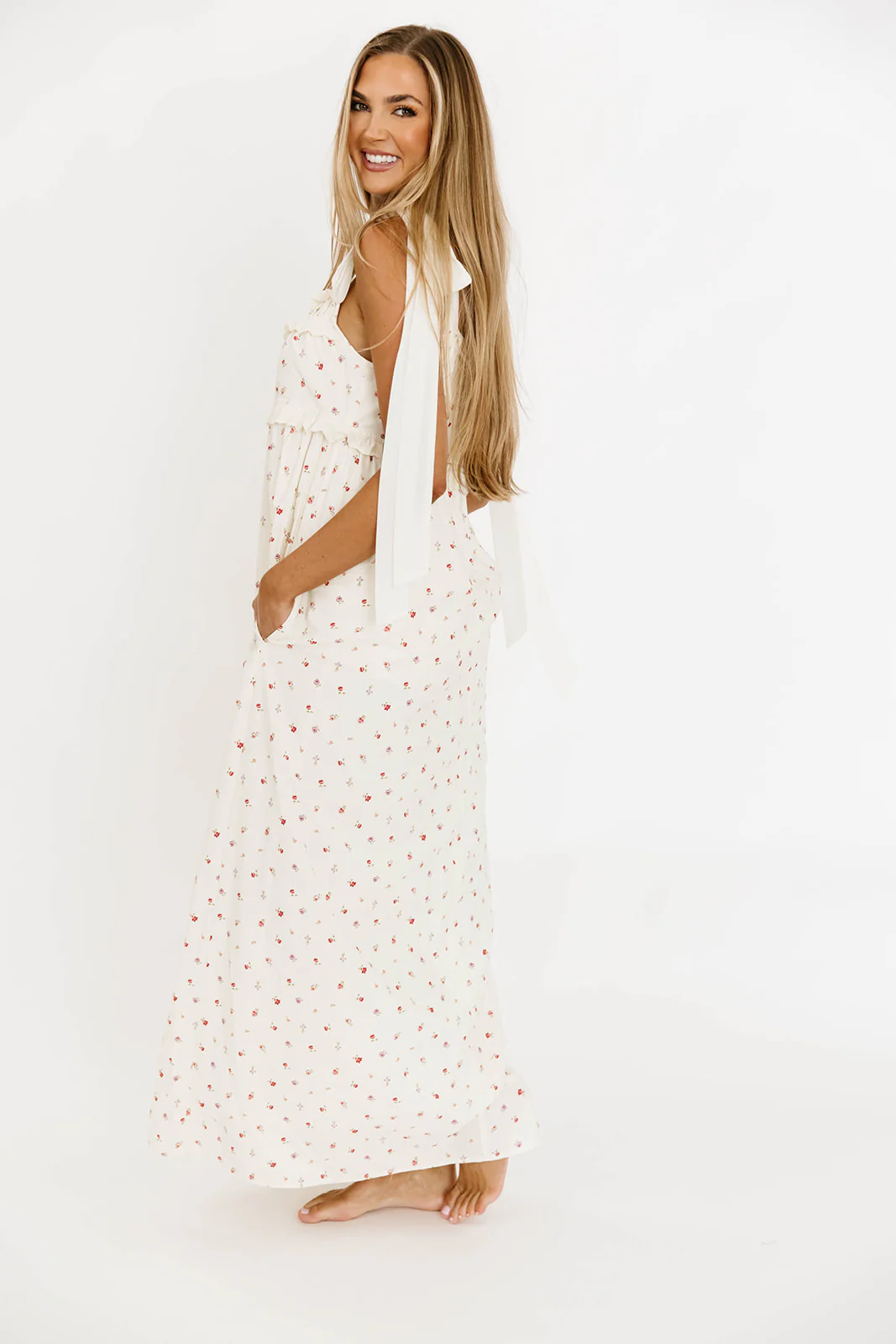 Ellery Tank Maxi Dress with Bow Straps in Primrose - Bump Friendly - Image 19