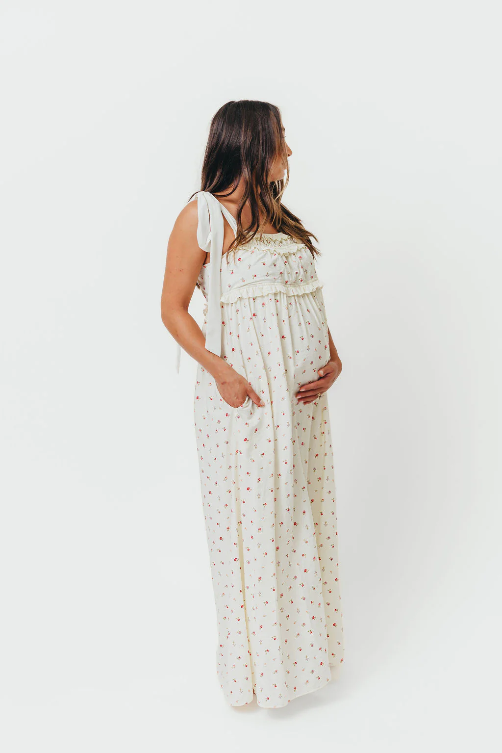 Ellery Tank Maxi Dress with Bow Straps in Primrose - Bump Friendly - Image 24