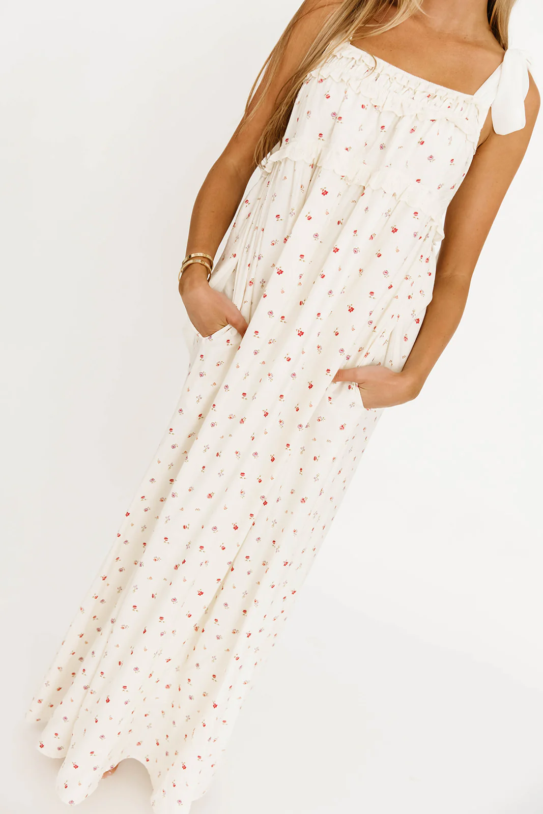 Ellery Tank Maxi Dress with Bow Straps in Primrose - Bump Friendly - Image 3
