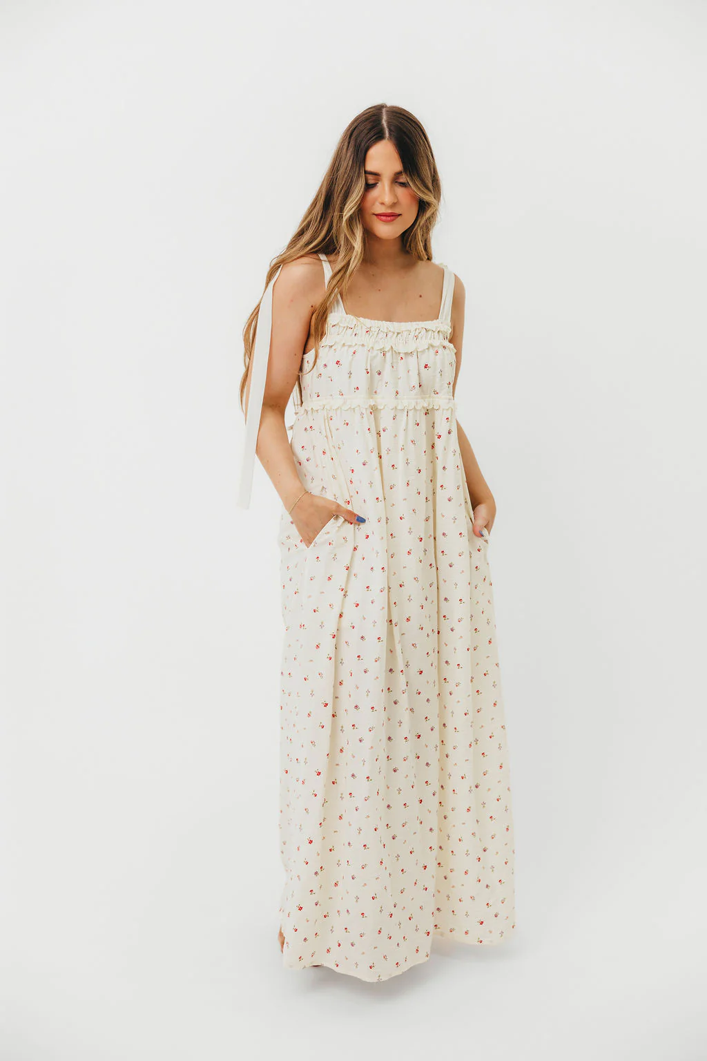 Ellery Tank Maxi Dress with Bow Straps in Primrose - Bump Friendly - Image 8