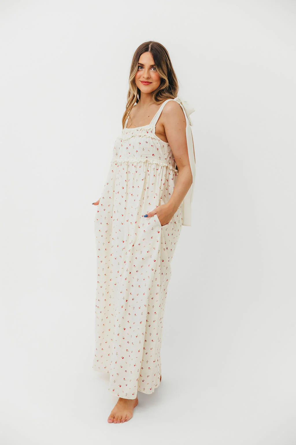 Ellery Tank Maxi Dress with Bow Straps in Primrose - Bump Friendly - Image 9